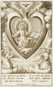 Jesusbarnet satt i Det hellige hjerte med en åpen bok av Antonius Wierix (II)