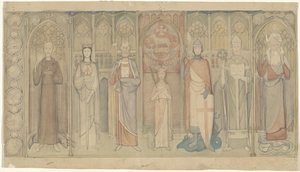 Design for den andre Bossche Wand: syv stående helgener.