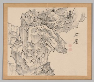 Dobbeltalbum med landskapsstudier etter Ikeno Taiga, bind 1 blad 19, 1700-tallet. av Aoki Shukuya