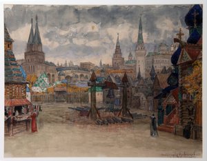 La place des strelets - Dekor for operaen ""La Khovanshchina"" av Modeste Moussorgski (1839-1881) - The Strelets
