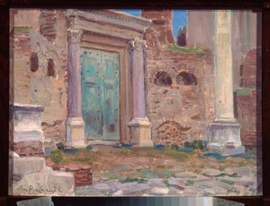 Le temple de Janus a Rome (Italie) (Tempelet til Janus i Roma) - Verk av Appolinari Mikhaylovich Vasnetsov (1856-1933), olje på papp, russisk kunst 1800-tallet - N Yaroshenko kunstmuseum, Kislovodsk (Russland) av Apollinari Mikhailovich Vasnetsov