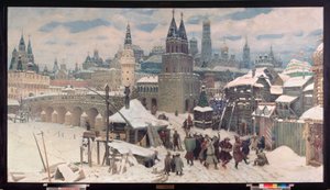 Moskva på 1600-tallet, Allehelgensbroen - Maleri av Appolinari Mikhaylovich Vasnetsov (1856-1933), olje på lerret av Apollinari Mikhailovich Vasnetsov