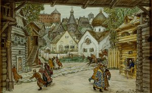 Scenedesign for operaen The Oprichnik The Guardsman av Pyotr Tchaikovsky, 1911 av Apollinari Mikhailovich Vasnetsov