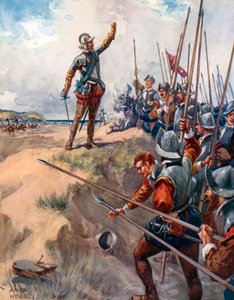 «#39;Jeg skal være den modigste mannen i kamp#39;, sier den modige Lord Willoughby» (fargelitografi)