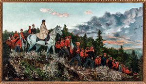Slaget ved Mentana utkjempet 3. november 1867 (olje på lerret av Archimede Tranzi
