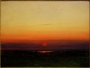 Solnedgang over steppen ved en innsjøbredd av Archip Iwanowitsch Kuindschi