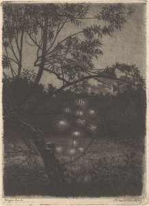 Hage med lysende tre av Arend Hendriks (signed by artist)