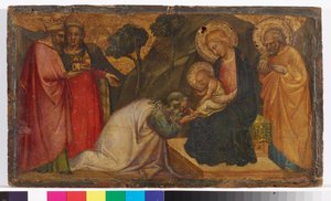 Tilbedelse av magiene av Aretino Luca Spinello or Spinelli