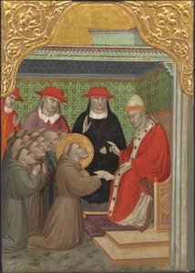 Saint Francis foran paven av Aretino Luca Spinello or Spinelli