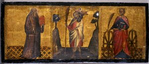 St. Benedict, St. Christopher and St. Catherine, ca. 1400 (tempera på poppelved) av Aretino Luca Spinello or Spinelli