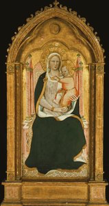 Madonnaen og barnet troner, av Aretino Luca Spinello or Spinelli
