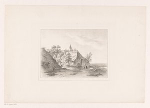 Landsbykant med kvinne som bleker klesvasken av Arie Ketting de Koningh (attributed to)