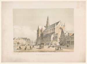 Utsikt over Sint-Bavo kirke og Grote Markt i Haarlem The Groote Markt i Haarlem (tittel på objekt) av Arie Ketting de Koningh