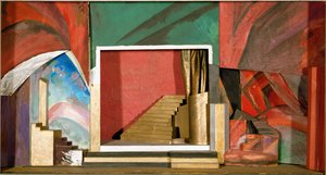 Dekormaquette til Rubinsteins opera Demonen (tre, papp, tekstil, gouache) av Aristarkh Vasilievic Lentulov