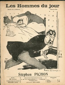 Forside av "" The Men of the Day", ca 1905 - Illustrasjon av Aristide Delannoy (1874-1911): Soverom - Marianne, Pichon Stephen (1857-1933) av Aristide Delannoy