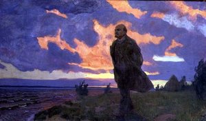 Vladimir Iljitsj Lenin (1870-1924) ved bredden av Arkadij Aleksandrovic Rylov