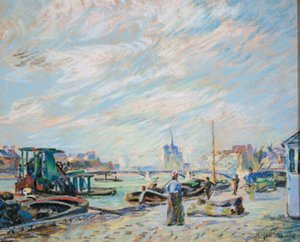 Utsikt over Quai Sully, nå kalt Quai Henri IV, med Notre Dame i bakgrunnen