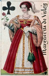 Representasjon av Marguerite de Valois (1553 - 1615) kjent som dronning Margot. Detalj av et spillekort laget av Gustave Houbigant (1789-1862) 1800-tallets Paris B.N.