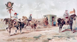 En hestetrukket trener fra det 17. århundre, 1886 av Armand Jean Heins