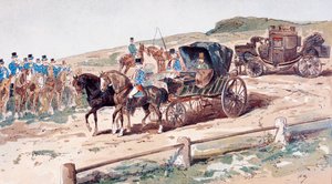 En postillion montert på en vognhest, 1800-tallet, 1886