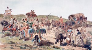 En vogn som reiser med eskorte i det 15. århundre, 1886 av Armand Jean Heins