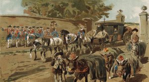 Lastede esler og postvogn, østerrikske Nederland, 1700-tallet av Armand Jean Heins