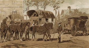 Postbuss, coach for Royal Dutch courier service and carrier, Nederland, 1800-tallet av Armand Jean Heins