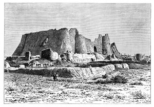 Den ødelagte festningen Veramin, Persia, Iran, 1895. av Armand Kohl