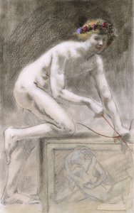 Eros (kull på papir) av Armand Rassenfosse