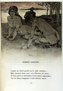Illustrasjon av Armand Rassenfosse (1862 - 1934) til diktet "Fordømte kvinner"" i "Les fleurs du mal" av Charles Baudelaire (1821-1867) 1899