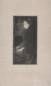 Femme assise avec chapeau a plumes (Sittende kvinne med fjærhatt) ca. 1893 (etsing, tørrnipp og stipple) av Armand Séguin