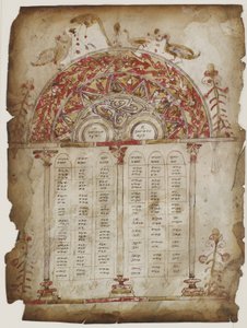 Kanonbord fra et evangelium (ugjennomsiktig akvarell, blekk og gull på pergament) av Armenian School
