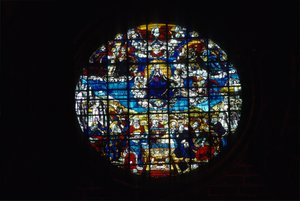 The Assumption of the Virgin (farget glass) av Arnao de Flandres