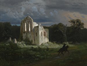 Måneskinnlandskap med en ruin av Arnold Böcklin