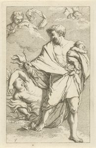 Jupiter og Semele Scene med syndestatuer åpnet til tjeneste for malere, statueholdere etc. (serietittel) av Arnold Houbraken