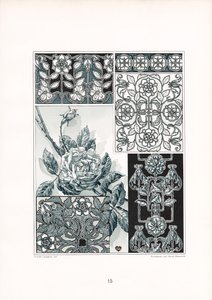 Roseornamentstudier i grønne toner (lito)