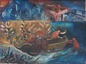 Bærer de syke, ca. 1940 (olje på lerret) av Arnold Peter Weisz Kubincan