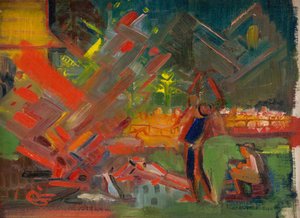 bål, ca. 1940 (olje på lerret) av Arnold Peter Weisz Kubincan