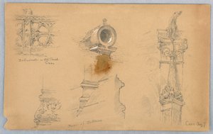 Arkitektoniske skisser i Caen av Arnold William Brunner