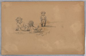 Skisse av tre barn av Arnold William Brunner