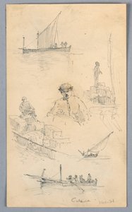 Skisser i havnen i Catania av Arnold William Brunner