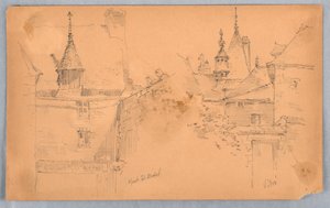 To scener ved Mont St. Michel og Vitré av Arnold William Brunner