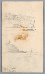 To skisser av seilbåter ved St. Lawrence av Arnold William Brunner