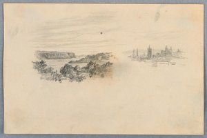 To utsikter, landskap og byskyline av Arnold William Brunner