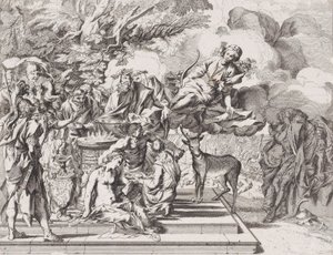 Offeret av Iphigenia, 1650-1700. av Arnold van Westerhout.