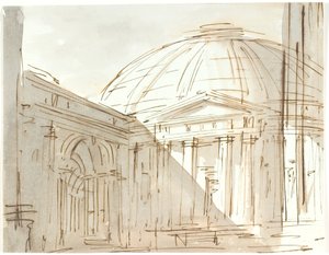 En rund bygning (Pantheon?)