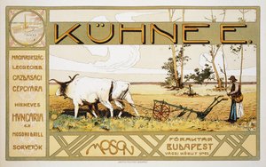 Reproduksjon av en plakat som reklamerer for Kuhnee Agricultural Manufacturers, 1899
