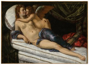 Venus og Amor av Artemisia Gentileschi