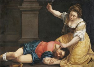 Yael tuant Sisera - Jael og Sisera par Gentileschi, Artemisia (1598-1653), ca. 1620 - Olje på lerret, 86x125 - Szepmuveszeti Muzeum, Budapest