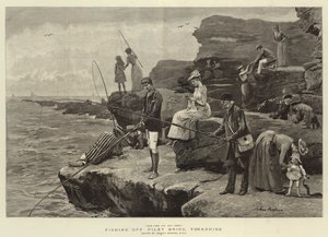 Fiske utenfor Filey Brigg, Yorkshire (gravering) av Arthur (after) Hopkins